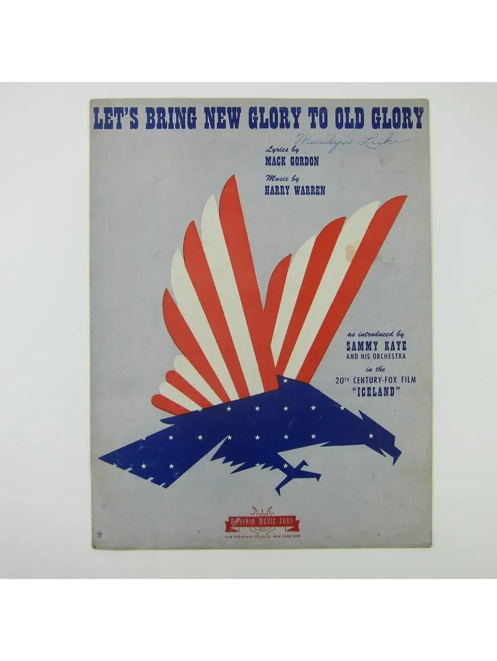 Sheet Music Let's Bring New Glory To Old Glory US Flag Film Iceland Vintage 1942